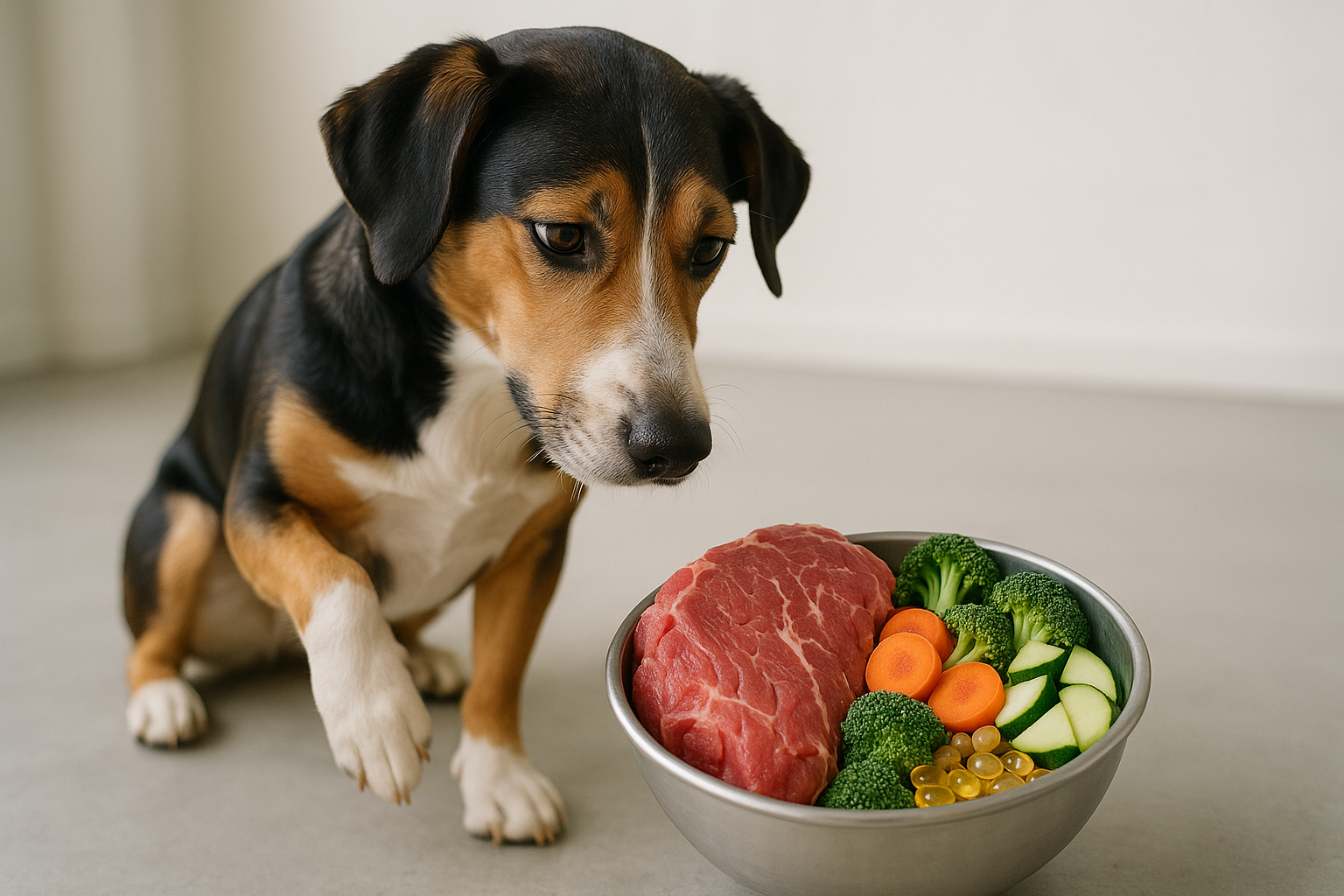 Picky dog with raw food